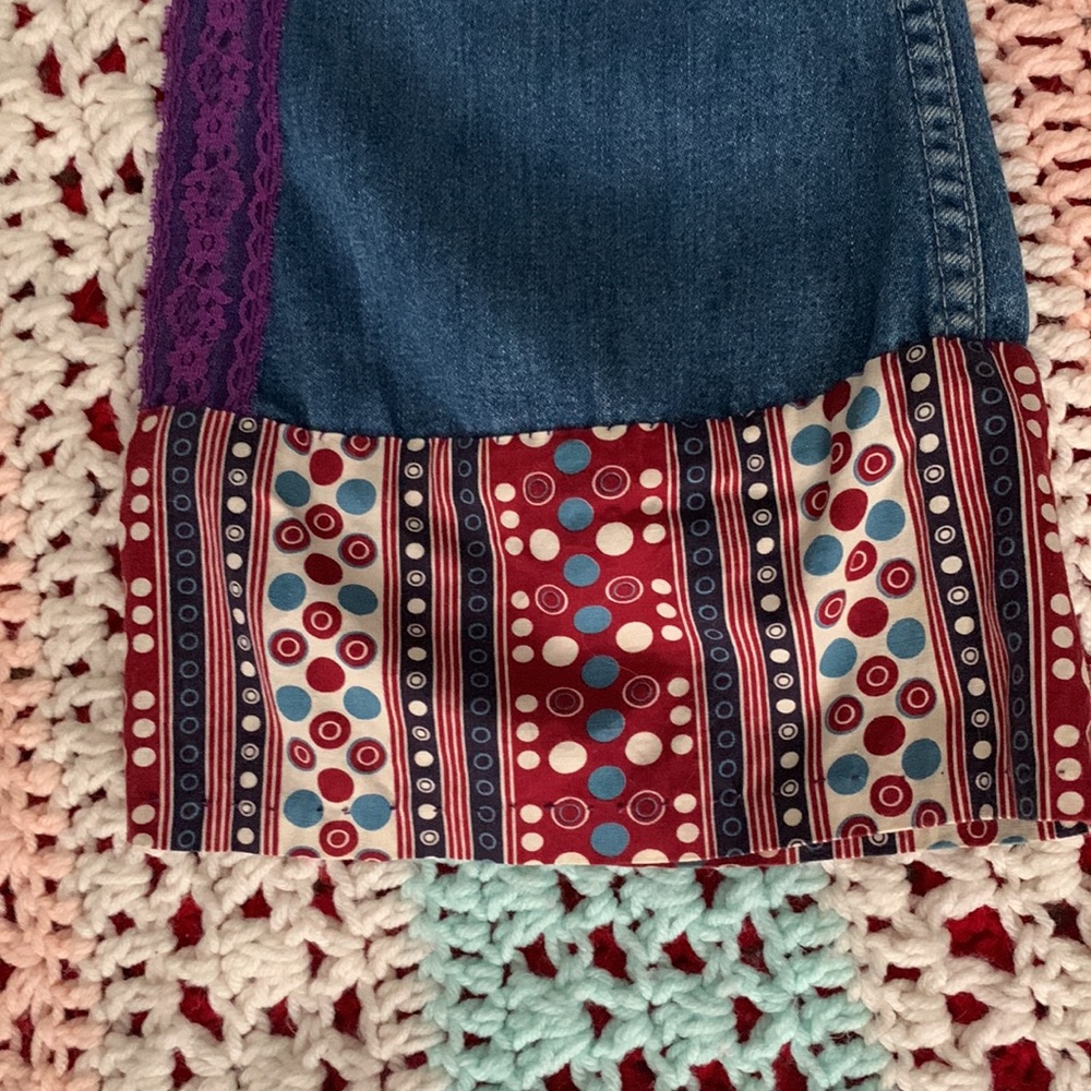 Boho Patchwork Flared Jeans - image 2